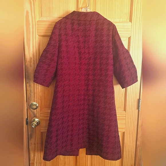 Axcess Burgundy Houndstooth Long Coat sz 12 NWOT - Picture 4 of 6